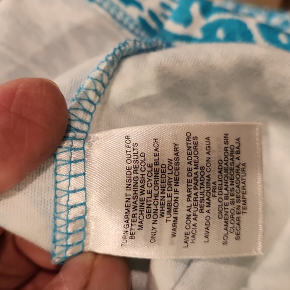 Jones New York Sport Woman short sleeve t-shirt scuba blue & white 2X W-558 - Picture 6 of 6